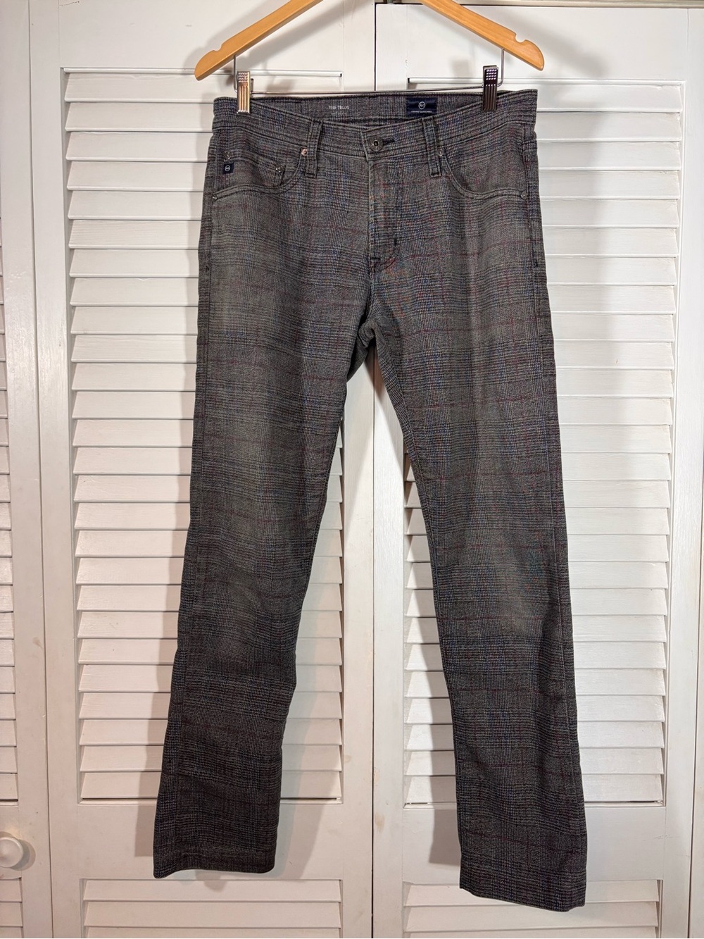 AG Adriano Goldschmied The Tellis Slim Plaid Pants Men’s 31 Waist Gray